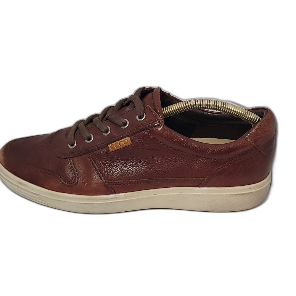 Ecco Sneaker Shoes Danish Design Brown Maghony Leather Lace Up Casual Mens 9